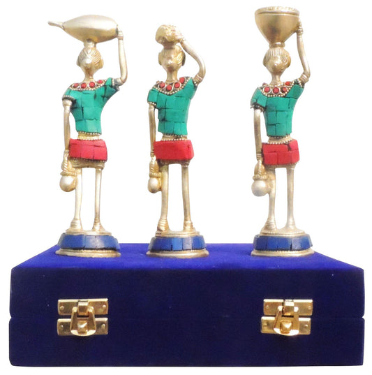 Brass Rajasthani Musical Statue Set Of 3 Pcs 1.28Kg