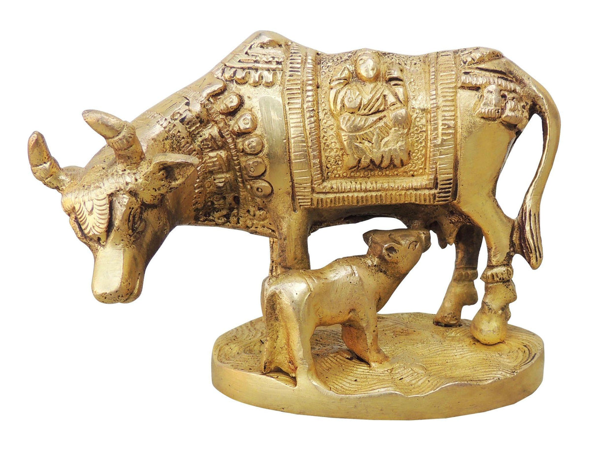 Brass Cow With Base Statue 0.85Kg