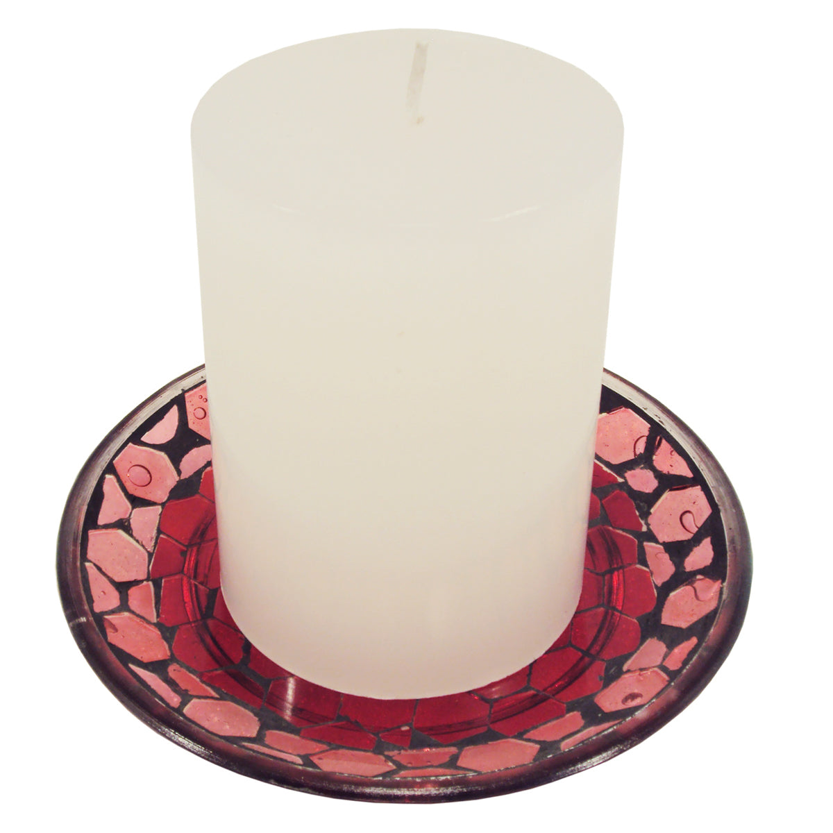 Glass Mosice Candle Holder With Wax Candle (3"X 4" )