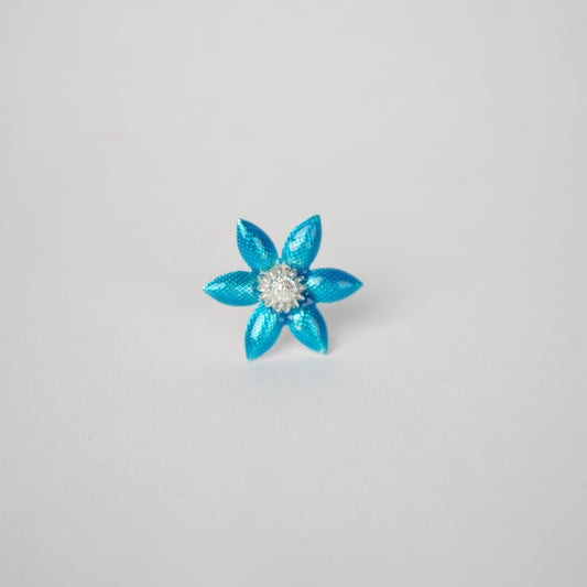 Pure Silver Enamel Blue Flowers 5.3 grams (Pack of 2)
