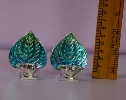 Pure Silver Betel Leaf Pattern Fancy Diya 20.5g - PUSHMYCART