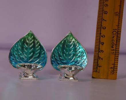Pure Silver Betel Leaf Pattern Fancy Diya 20.5g - PUSHMYCART