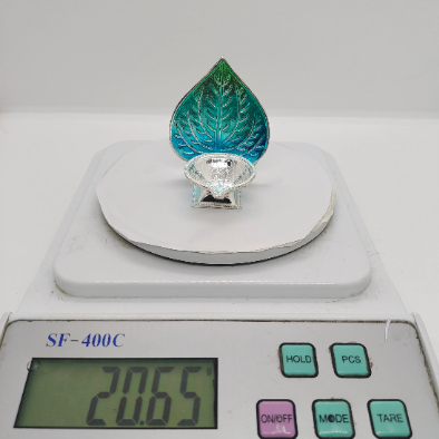 Pure Silver Betel Leaf Pattern Fancy Diya 20.5g - PUSHMYCART