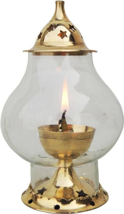Brass Oil Lamp Deepak With Chimney 0.12Kg
