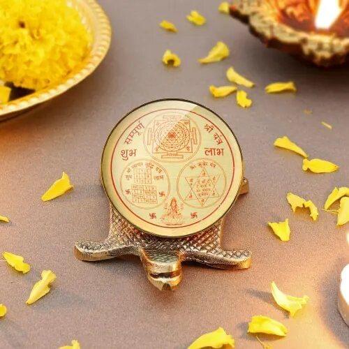 Sampurna Shri Yantra On Brass Tortoise 0.13Kg