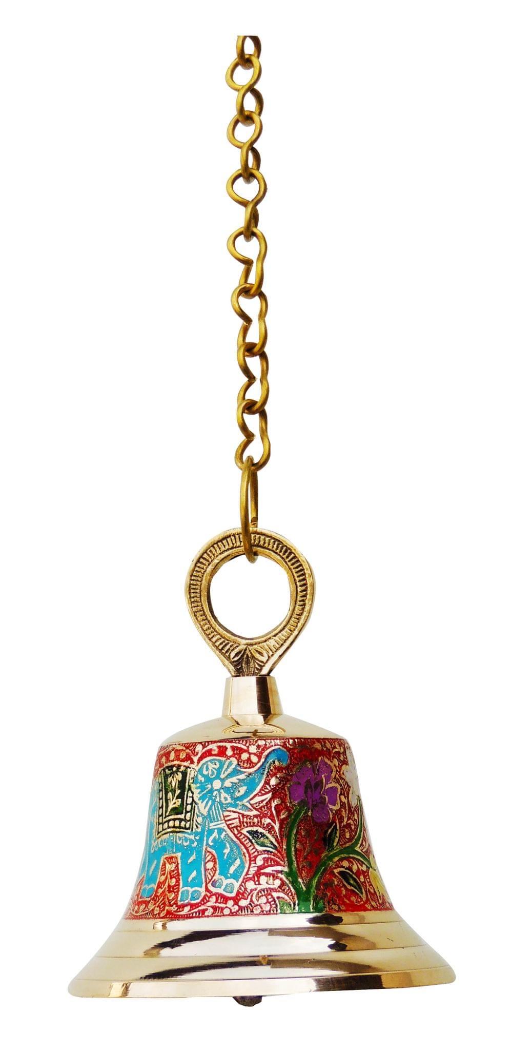Brass Hanging Pooja Bell Red Color 0.506Kg