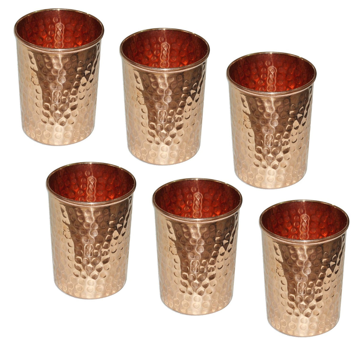 Hammered copper Cups set of 6