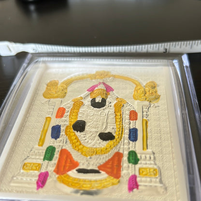 Pure Silver Foil Balaji Picture Frame with Acrylic Paint 4" Height 99% Purity