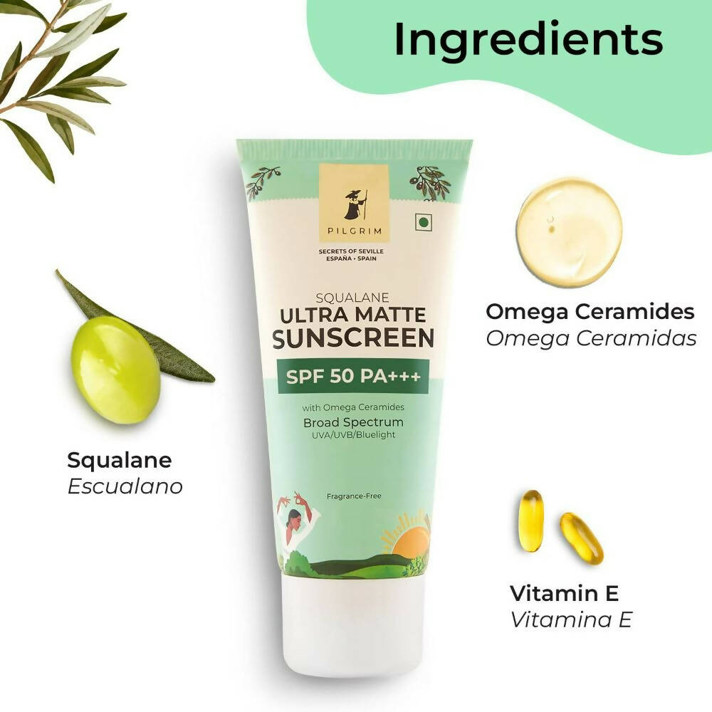 Pilgrim Squalane Ultra Matte Cream Sunscreen SPF 50 PA+++