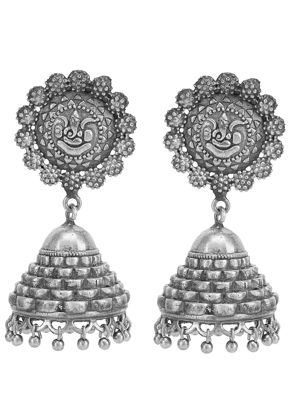 Black Metal earrings with black beads - Desi Royale