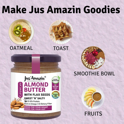 Jus Amazin Almond Butter With Flax Seeds Sweet N Salty
