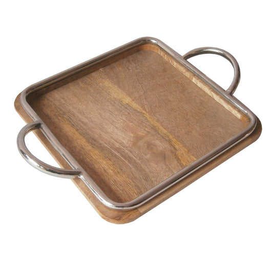 Square Tray With Iron Pipe Handle.