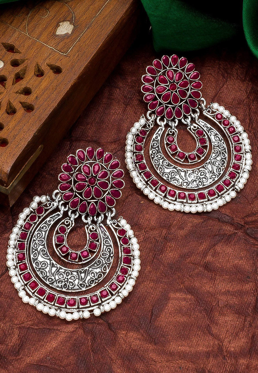 Oxidised Chandbali earrings ( Lightweight) | Fusion Vogue