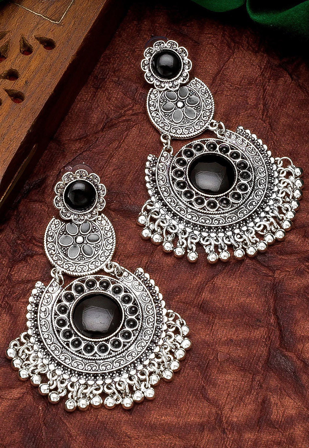Noor Fares Chandbali Earrings with White Topaz and Diamonds