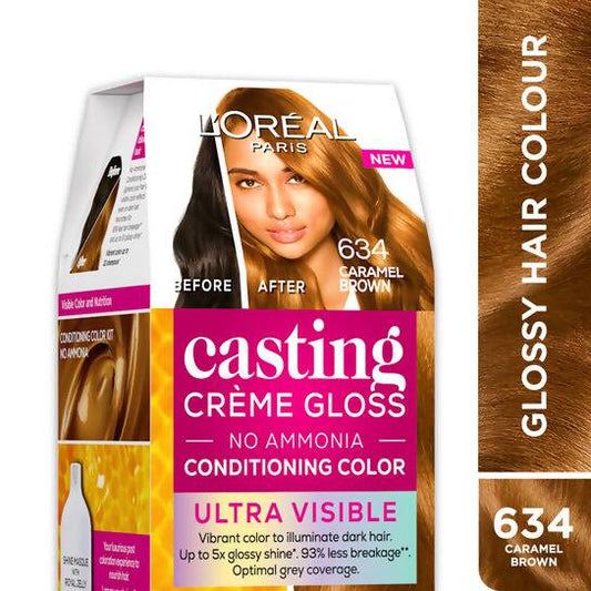 L'Oreal Paris Casting Creme Gloss Ultra Visible Conditioning Hair Color | 634 Caramel Brown - PUSHMYCART