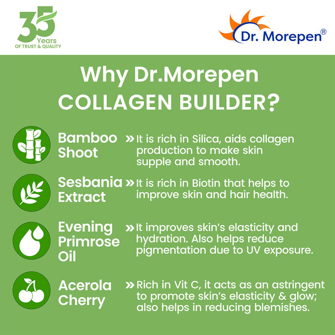Dr. Morepen Natural Collagen Builder | Orange Berry Flavour - PUSHMYCART