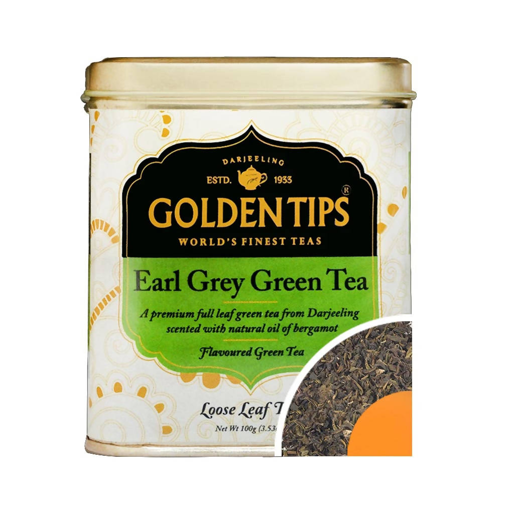 Golden Tips Earl Grey Green Tea Tin Can