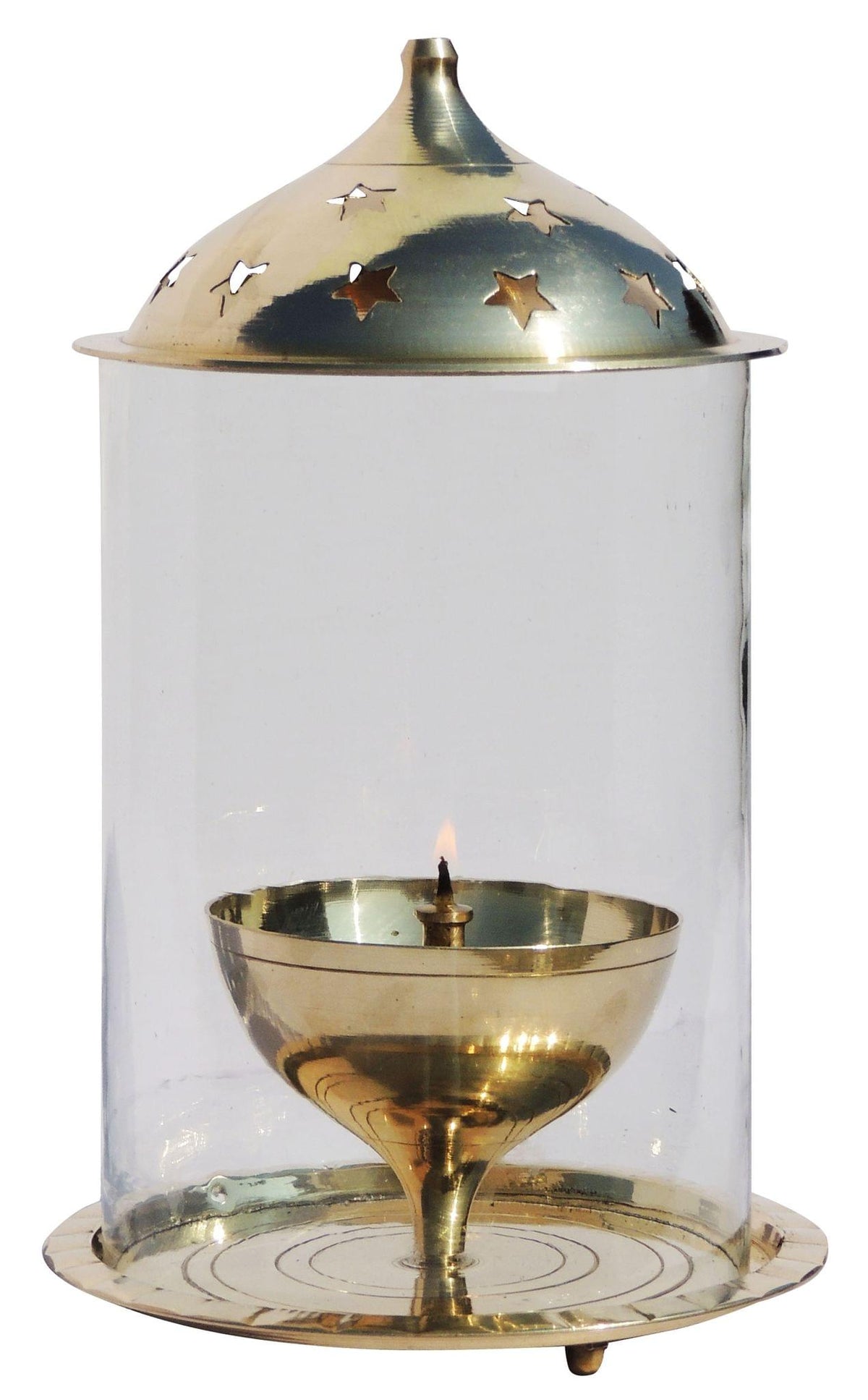 Brass Oil Lamp Deepak With Chimney 0.635kg