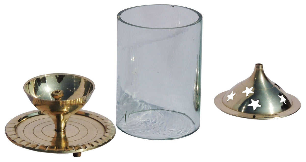 Brass Oil Lamp Deepak With Chimney 0.13kg