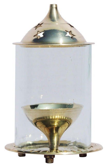 Brass Oil Lamp Deepak With Chimney 0.13kg