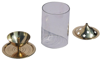 Brass Oil Lamp Deepak With Chimney 0.26kg