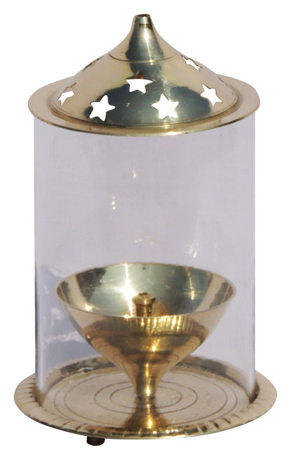 Brass Oil Lamp Deepak With Chimney 0.26kg