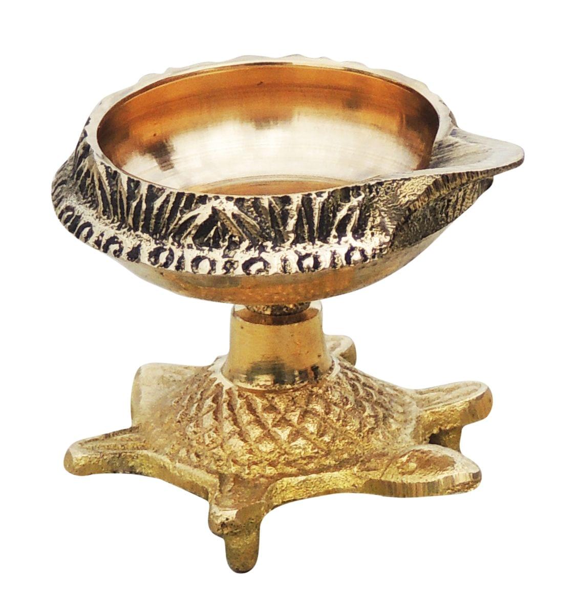 Brass Oil Lamp Deepak On Tortoise 0.045kg