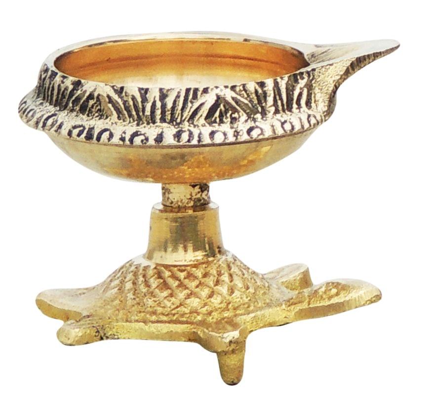 Brass Oil Lamp Deepak On Tortoise 0.045kg