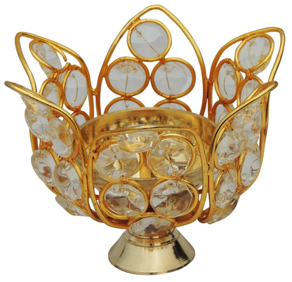 Brass Oil Lamp Deepak With Crystal 0.15kg