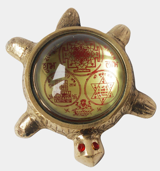Brass Sampoorna Shree Yantra On Tortoise 0.16Kg