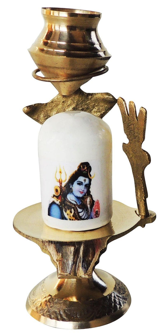Brass Shiv Ling White Stone 0.08Kg