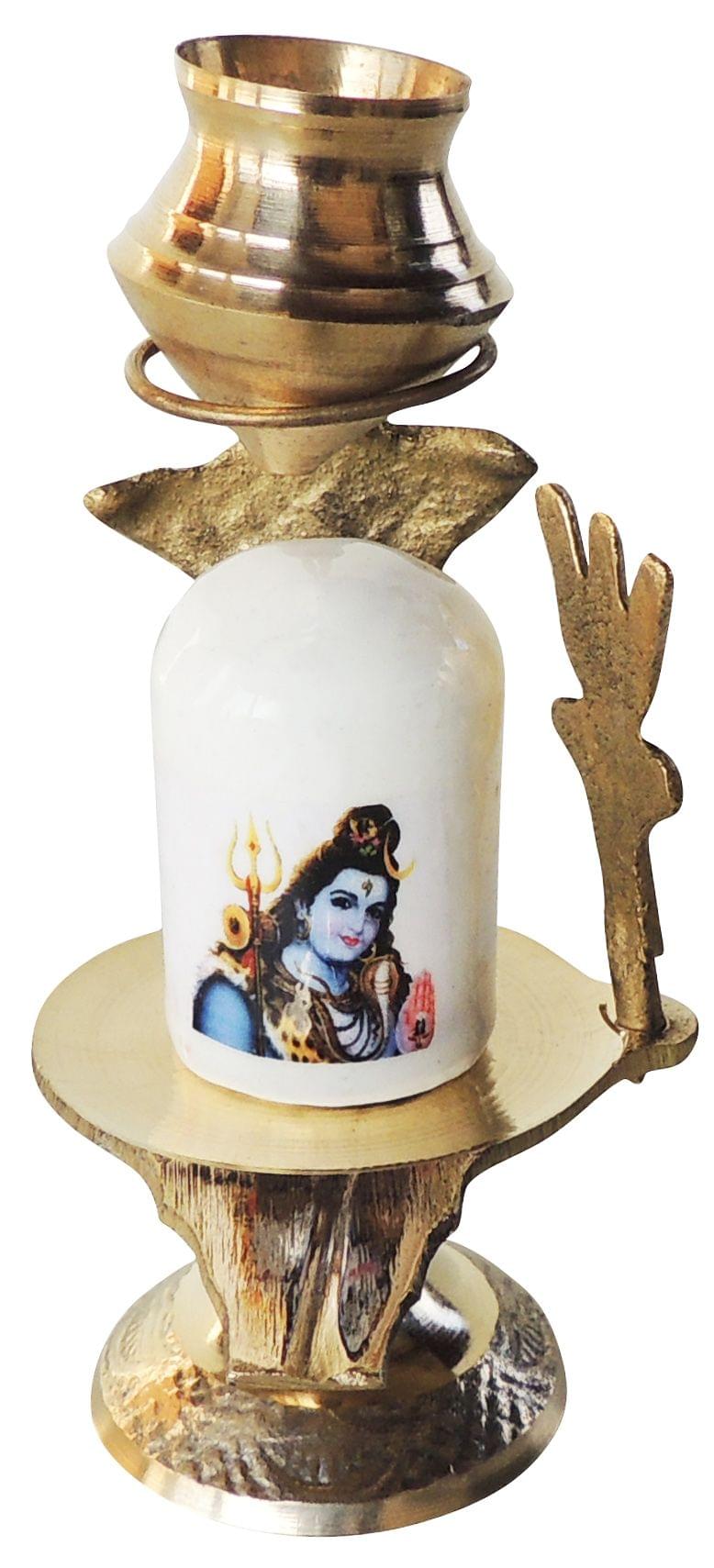 Brass Shiv Ling White Stone 0.08Kg