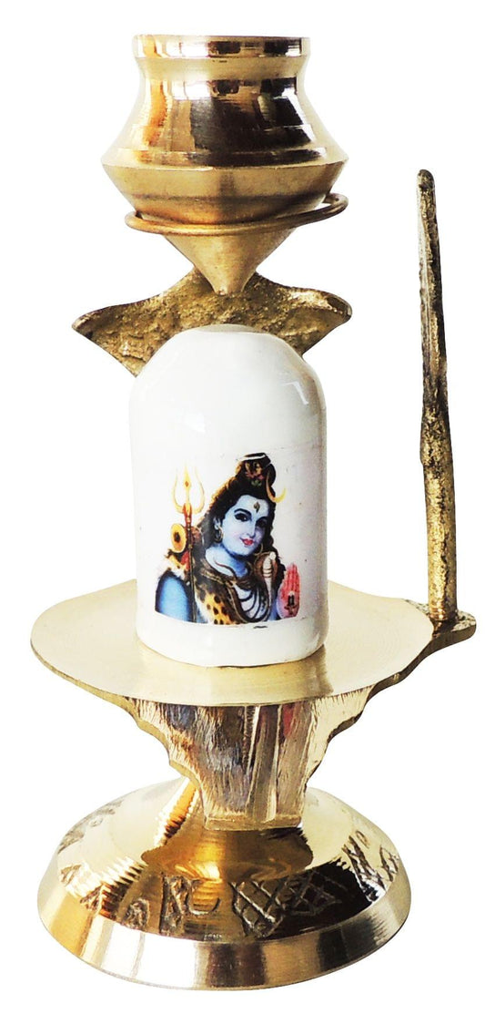 Brass Shiv Ling White Stone 0.09Kg