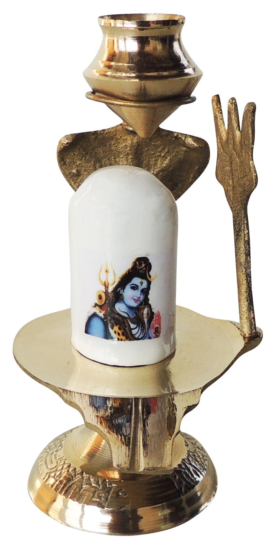 Brass Shiv Ling White Stone 0.11Kg