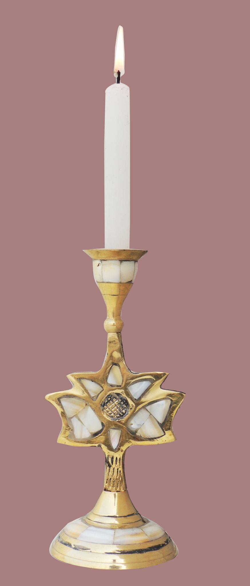 Brass Table Lotus Candle Stand 0.26Kg