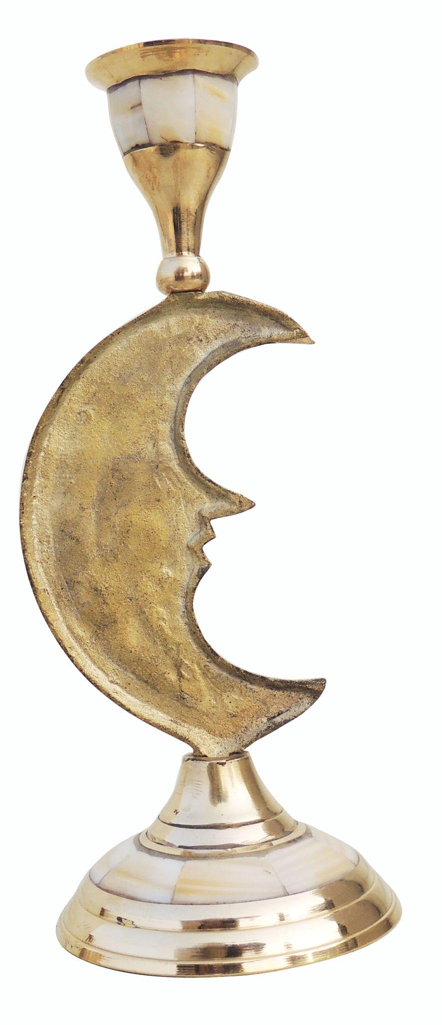 Brass Table Moon Candle Stand 0.24Kg