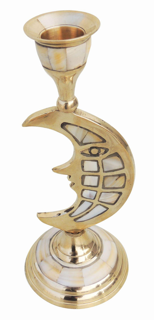 Brass Table Moon Candle Stand 0.24Kg