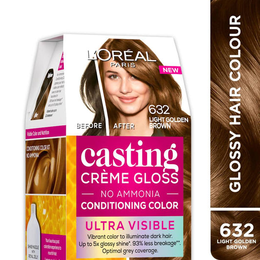 L'Oreal Paris Casting Creme Gloss Ultra Visible Conditioning Hair Color | 632 Light Golden Brown - PUSHMYCART